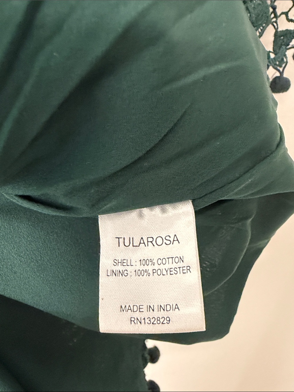 Tularosa Dark Green Crochet Lace Cap Sleeve Top - Picture 3 of 4